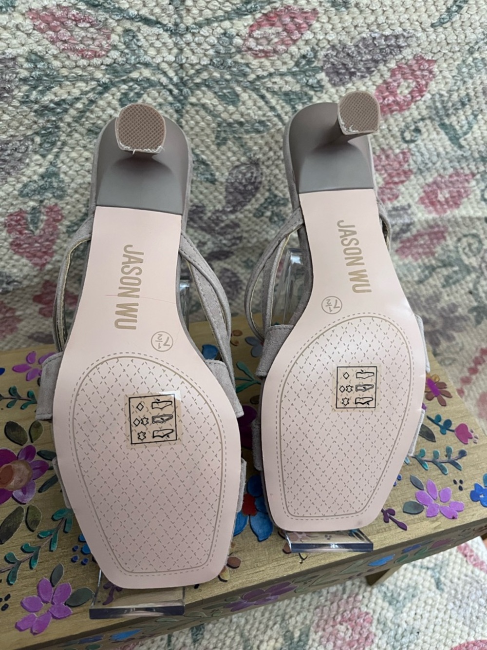NWT Jason Wu Kims Suede Square Toe Kitten Sandal - Picture 4 of 11